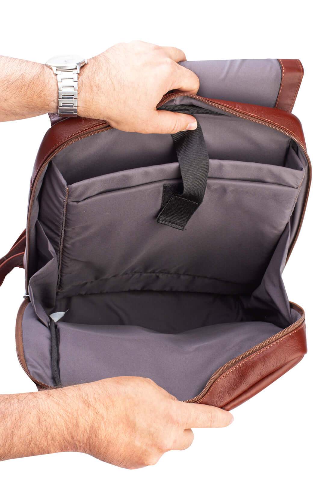 Mochila de couro italiano masculina vintage Miguel - Enluaze