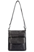 Bolsa pequena transversal de couro liso metais grafite Alana - Enluaze