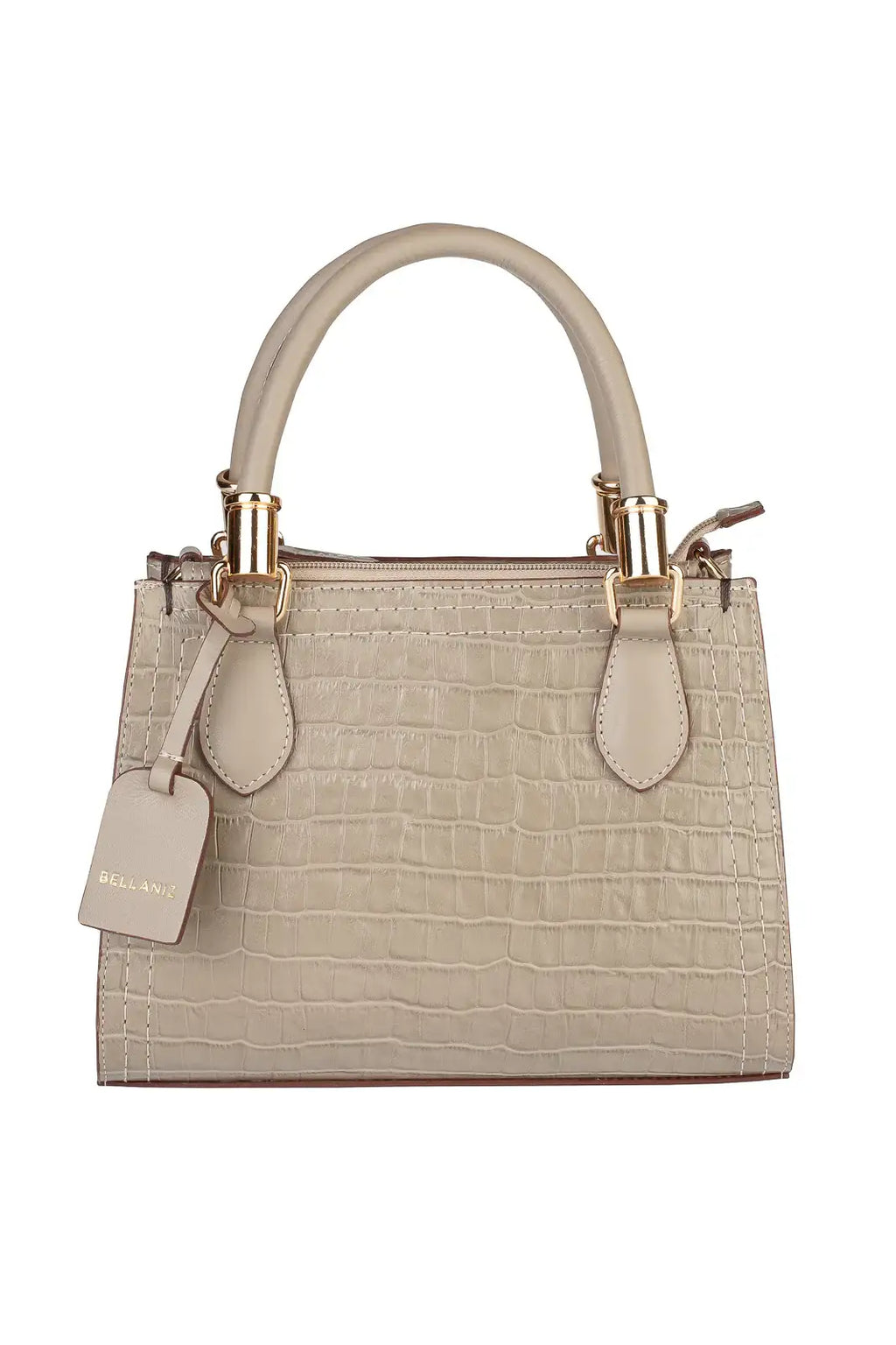 Bolsa baú de couro croco Andressa - Enluaze