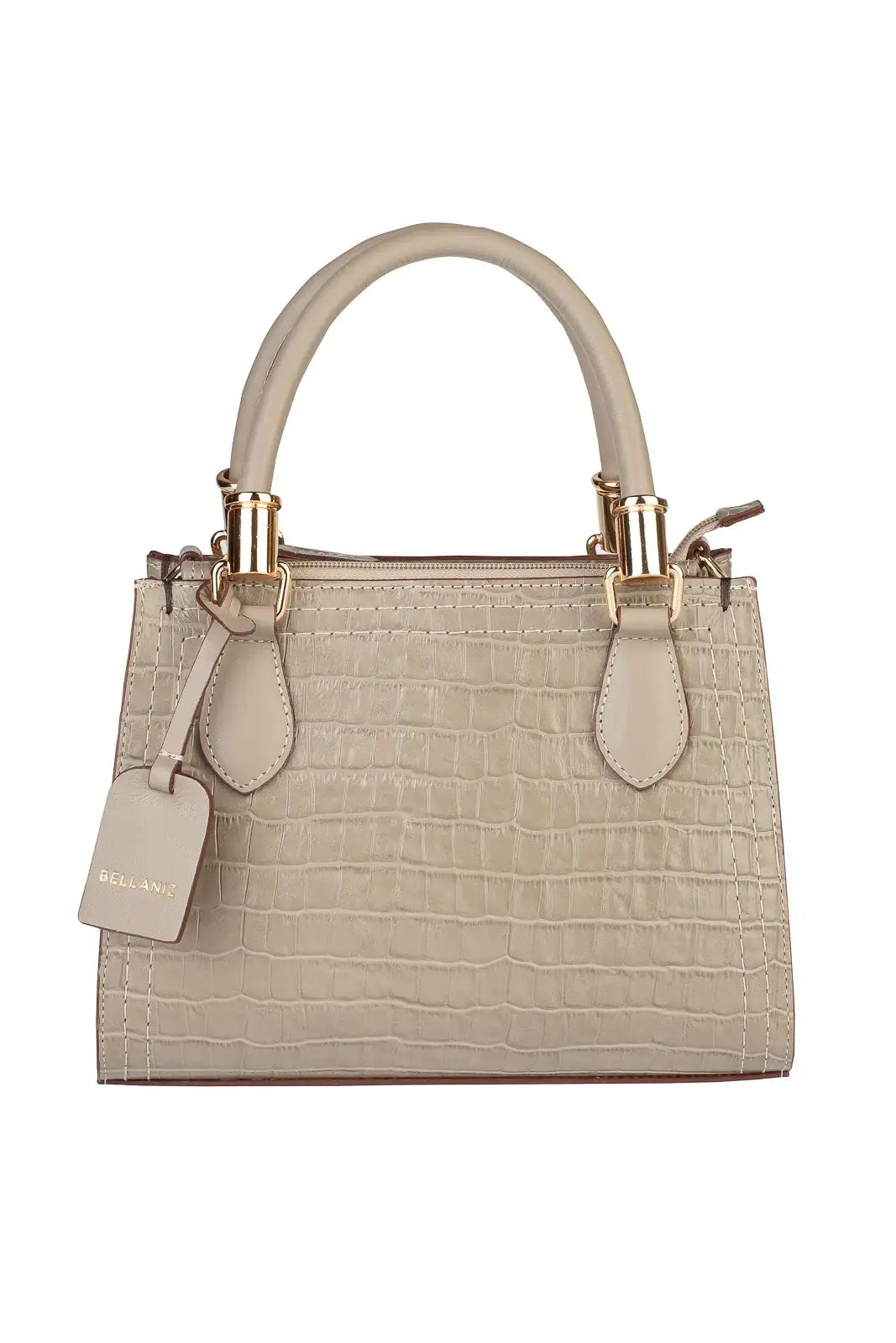 Bolsa baú de couro croco Andressa - Enluaze