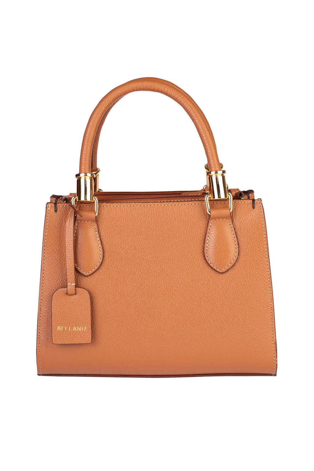 Bolsa baú de couro liso Andressa - Enluaze