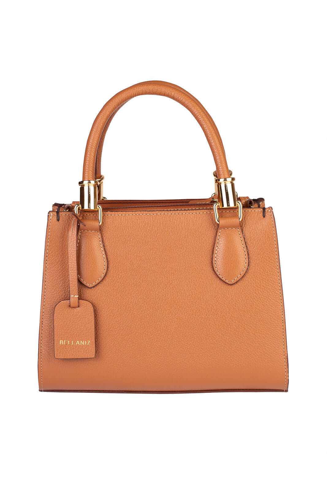 Bolsa baú de couro liso Andressa - Enluaze