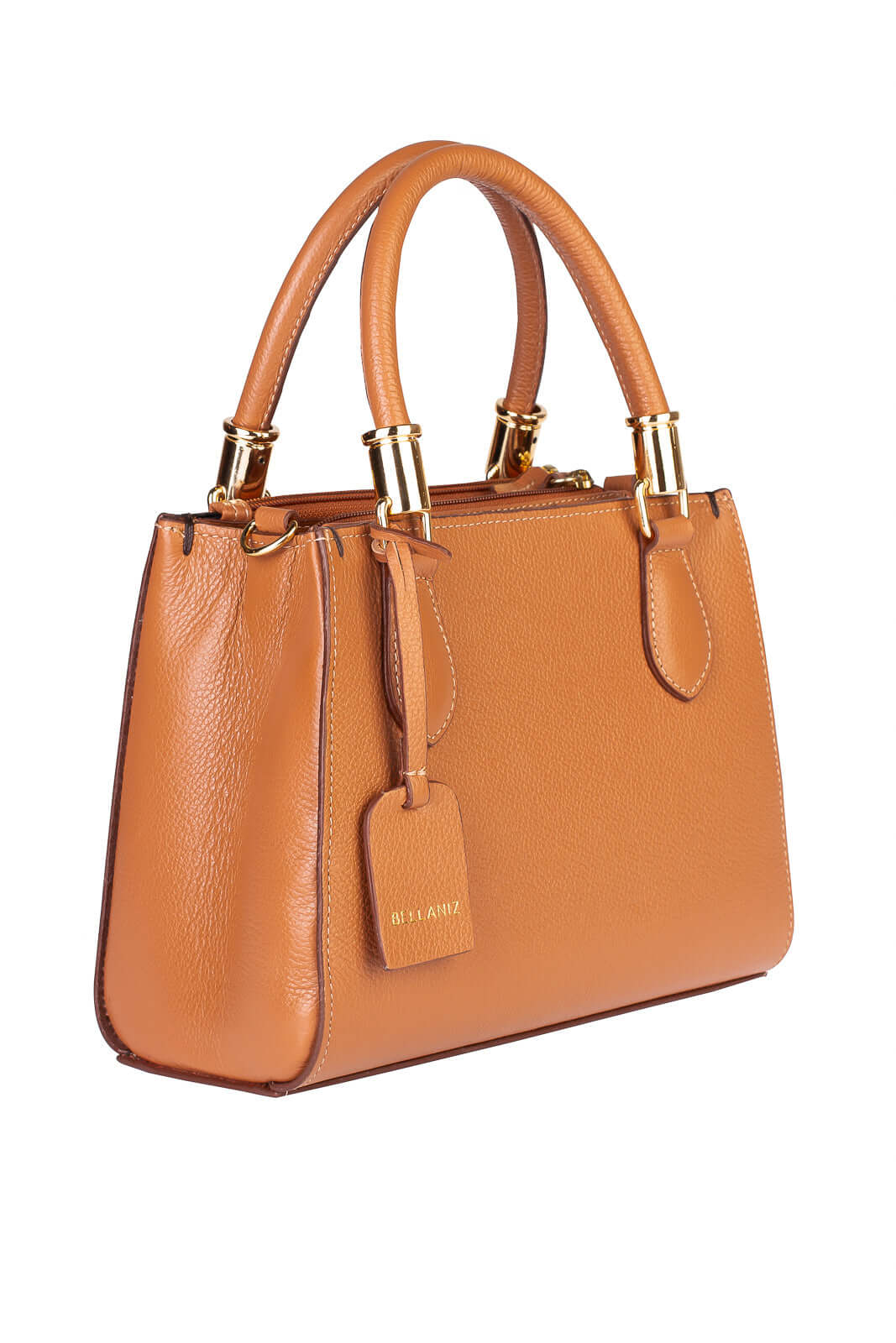 Bolsa baú de couro liso Andressa - Enluaze