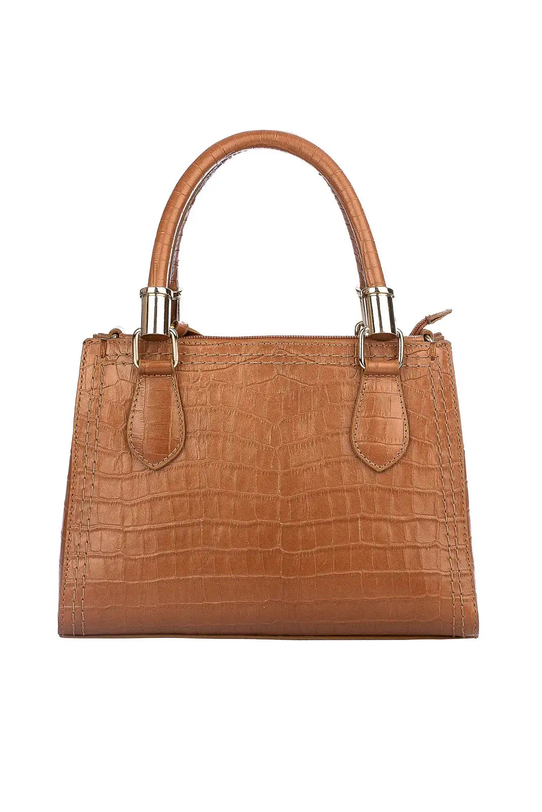 Bolsa baú de couro croco Andressa - Enluaze