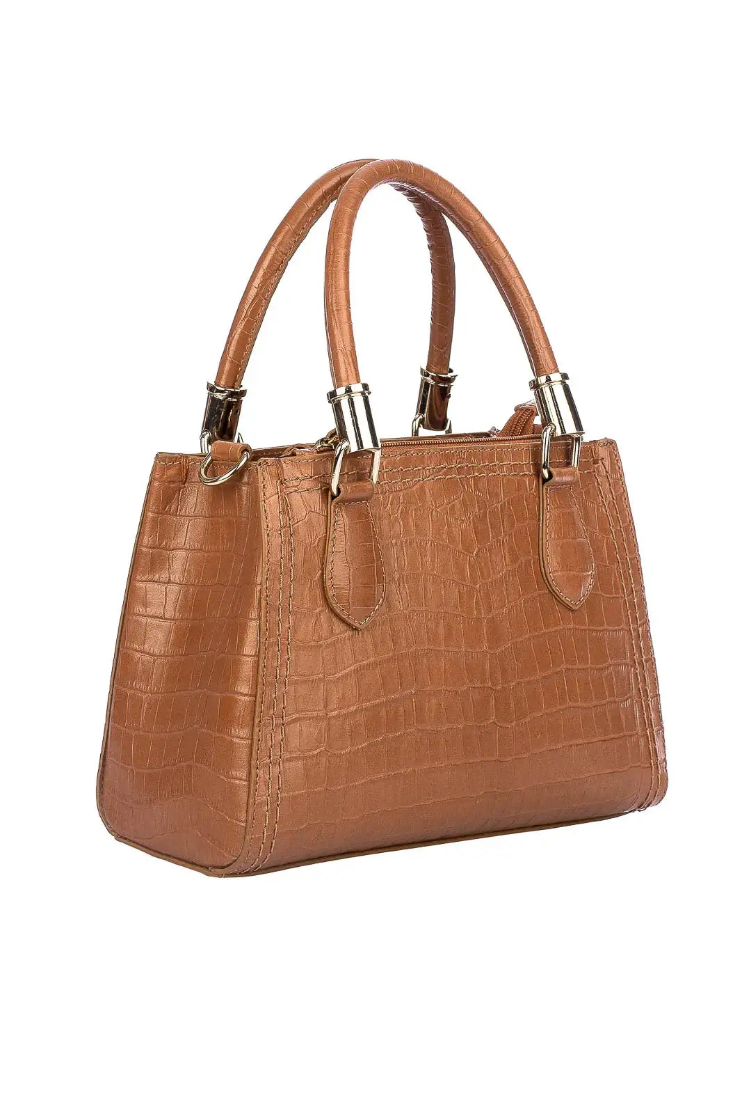 Bolsa baú de couro croco Andressa - Enluaze