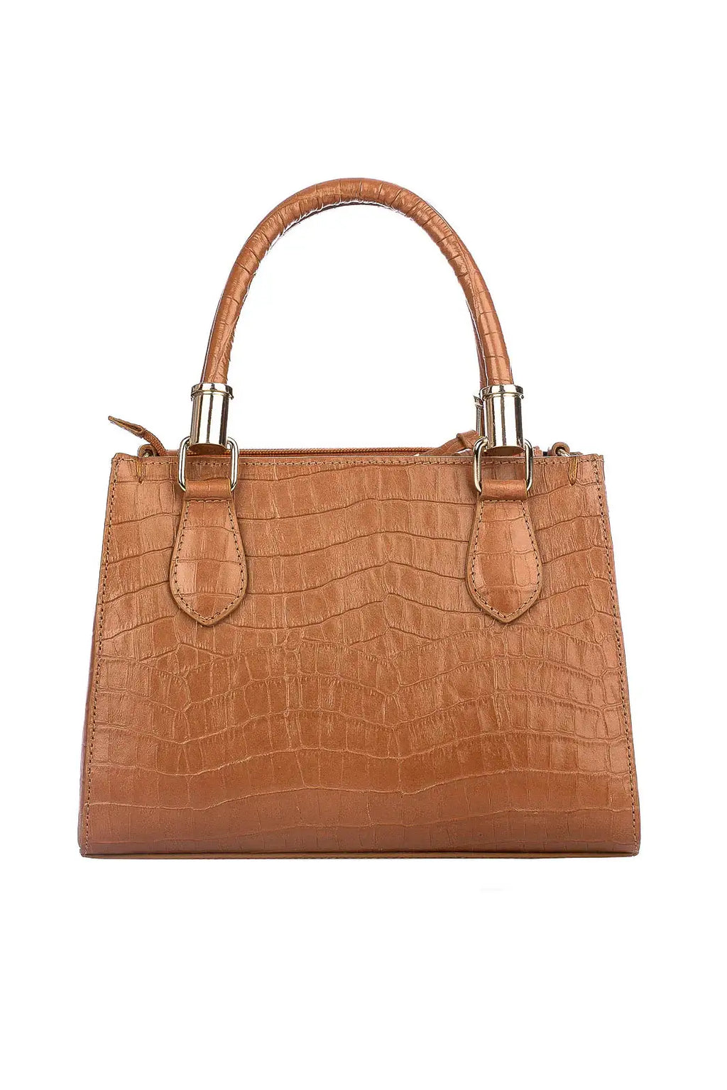 Bolsa baú de couro croco Andressa - Enluaze