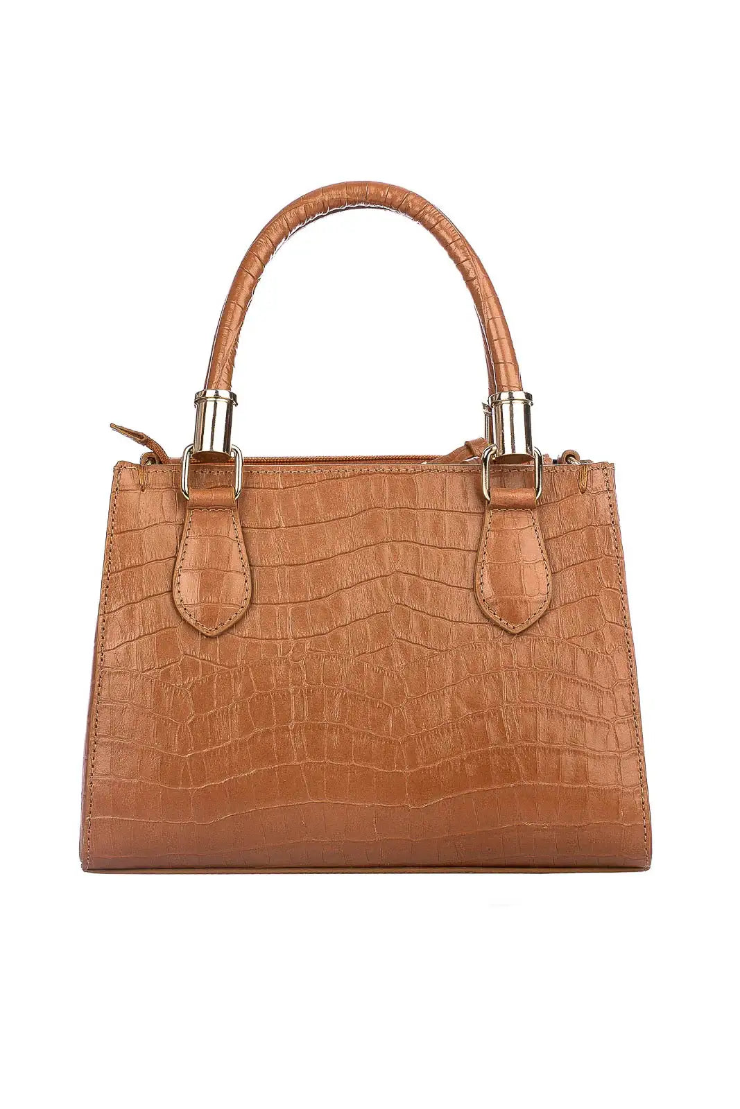 Bolsa baú de couro croco Andressa - Enluaze