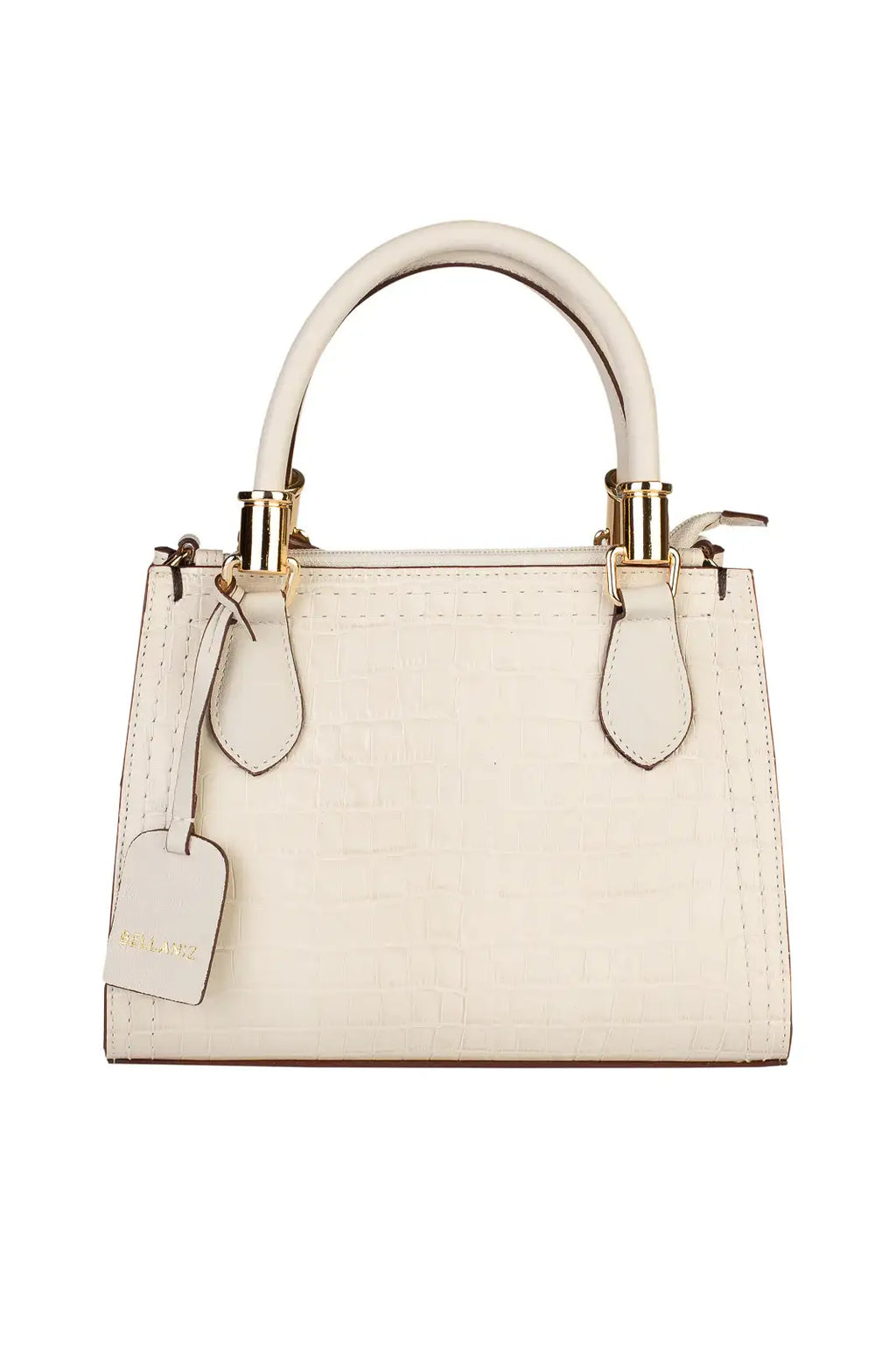 Bolsa baú de couro croco Andressa - Enluaze