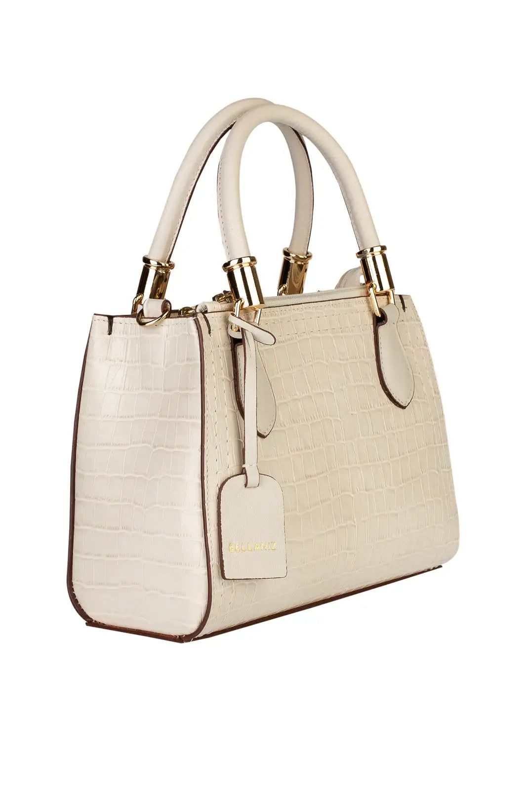 Bolsa baú de couro croco Andressa - Enluaze