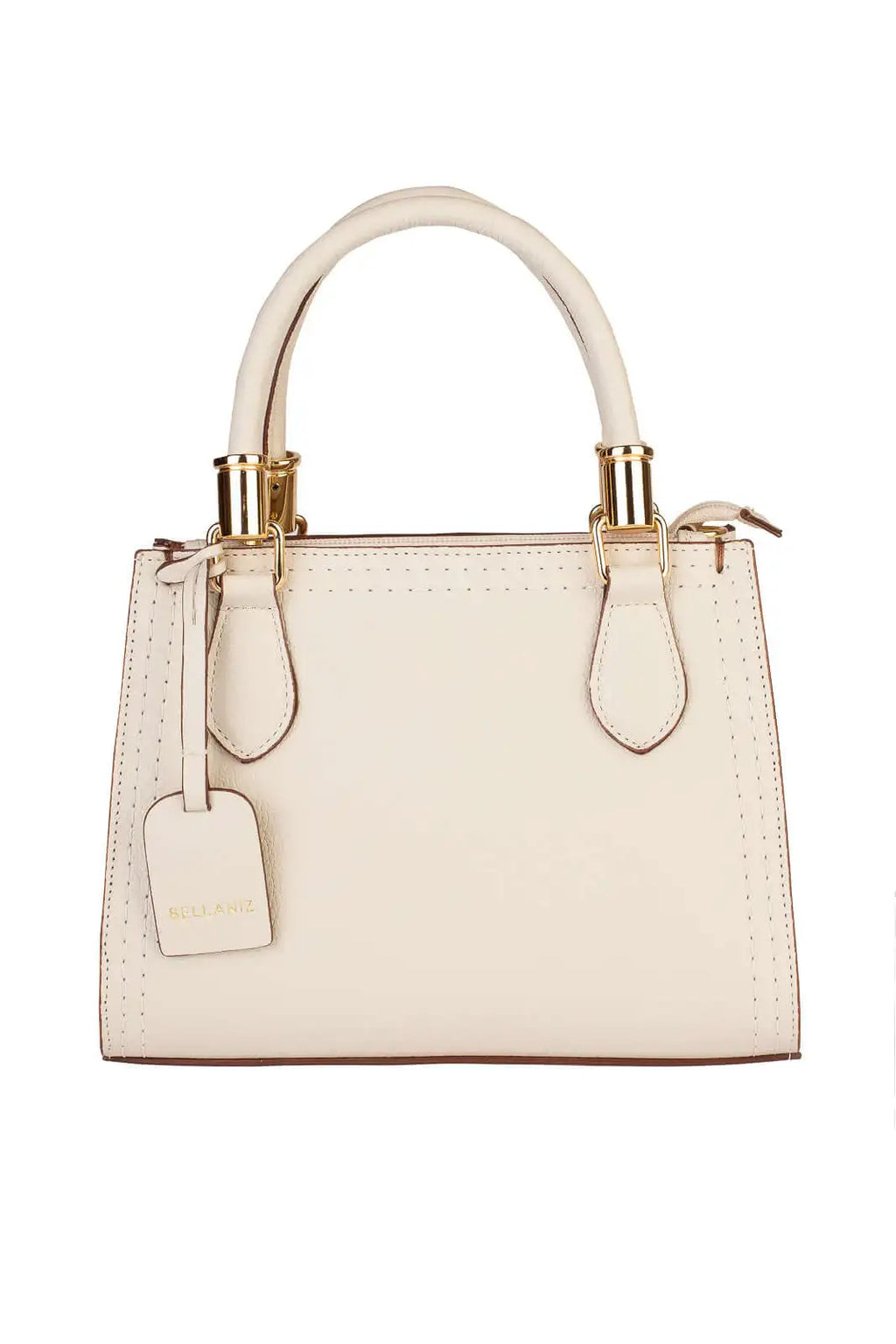 Bolsa baú de couro liso Andressa - Enluaze