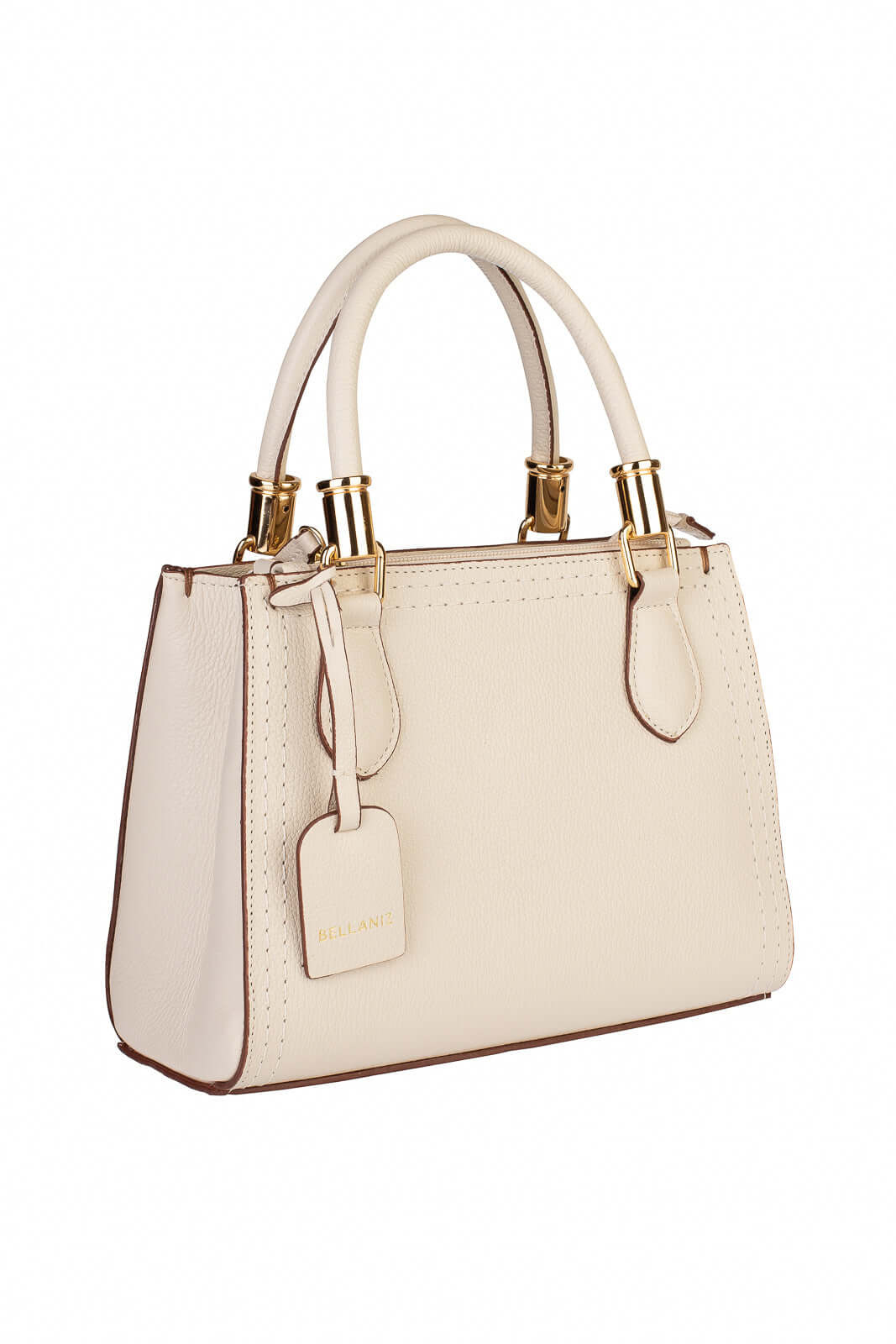 Bolsa baú de couro liso Andressa - Enluaze