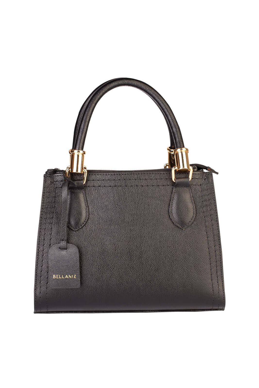 Bolsa baú de couro liso Andressa - Enluaze