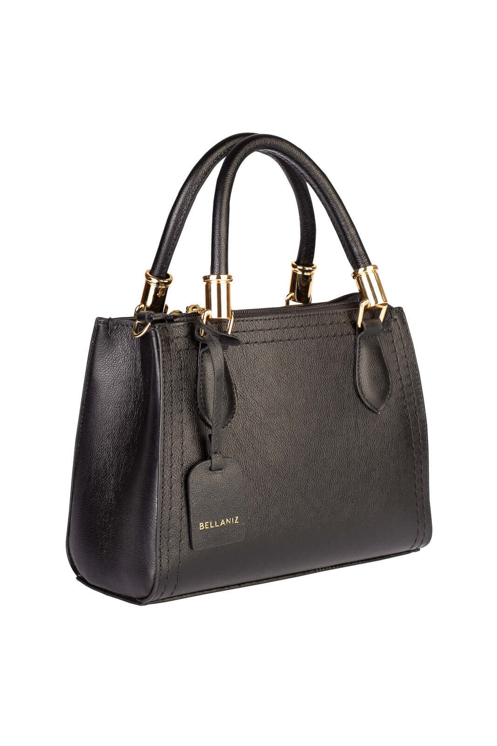 Bolsa baú de couro liso Andressa - Enluaze