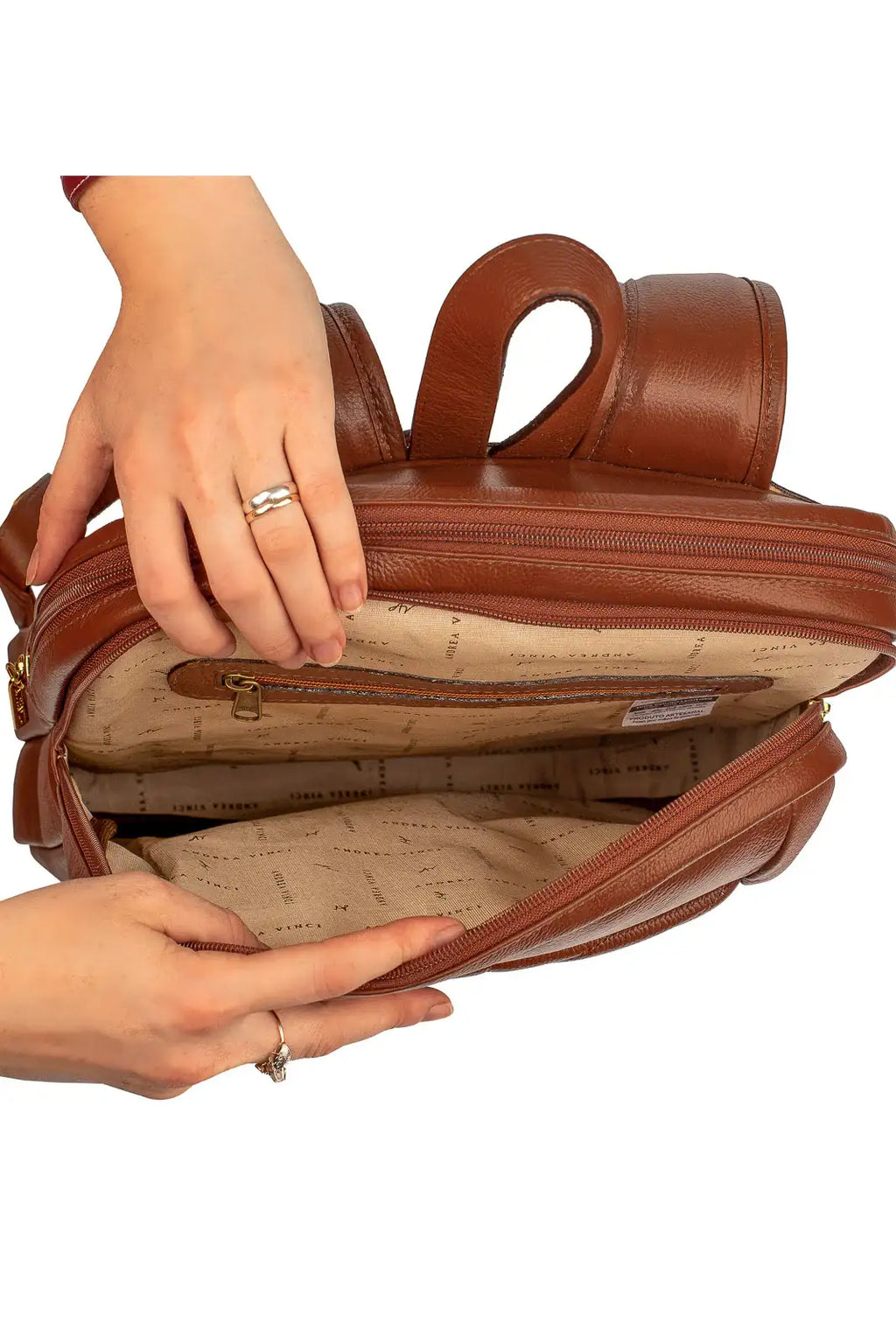 Mochila de couro grande liso slim Patricia - Enluaze