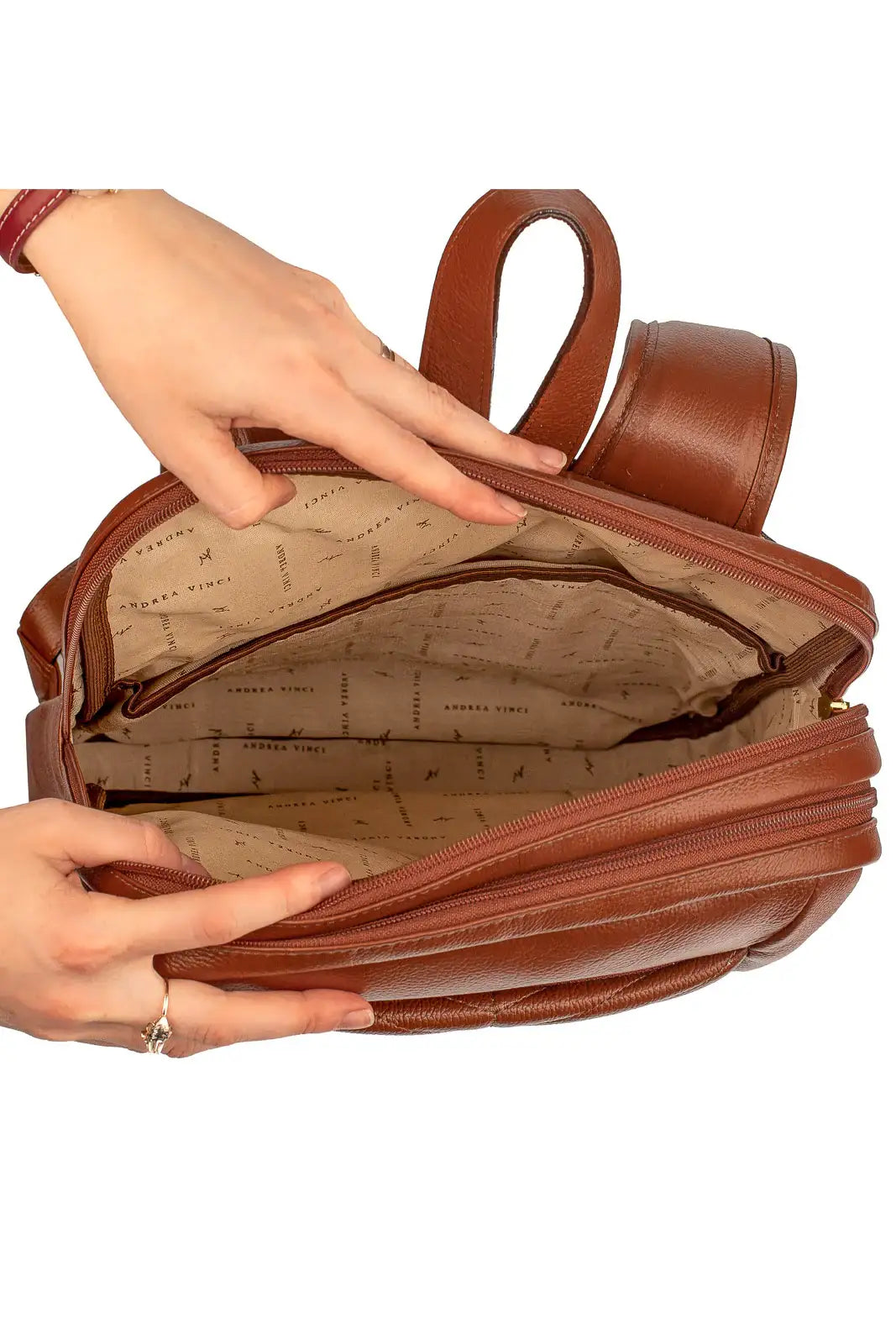 Mochila de couro grande liso slim Patricia - Enluaze