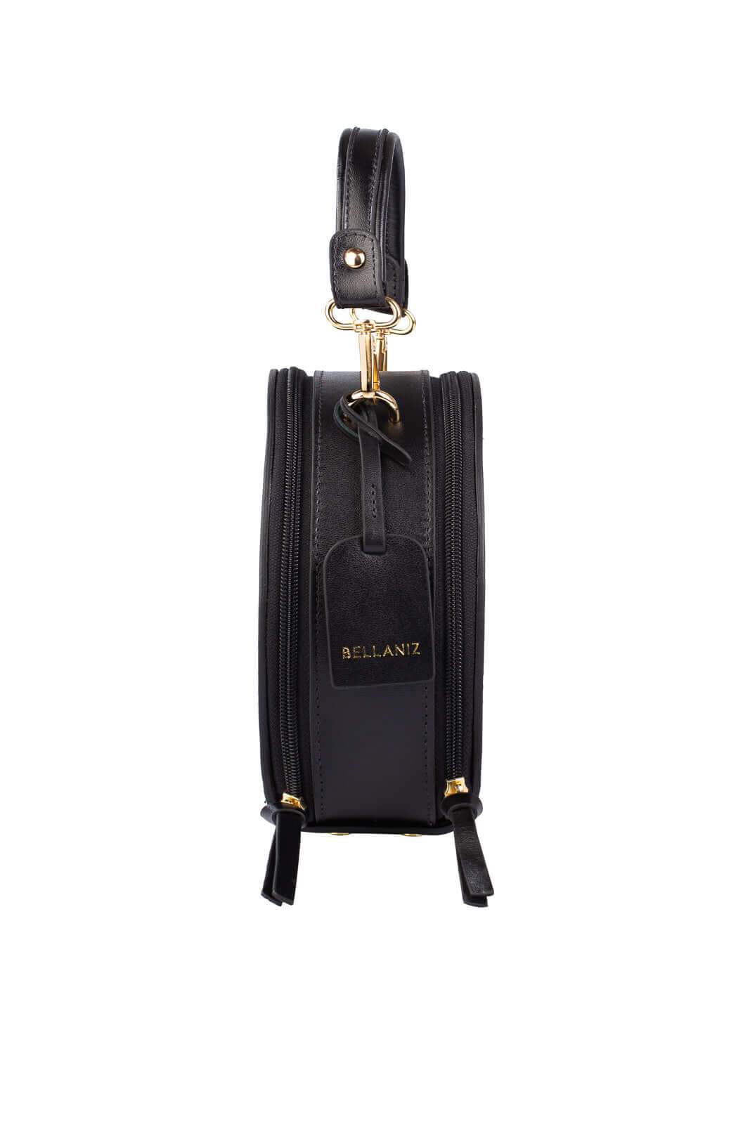 Mini bolsa redonda de couro liso Renata - Enluaze