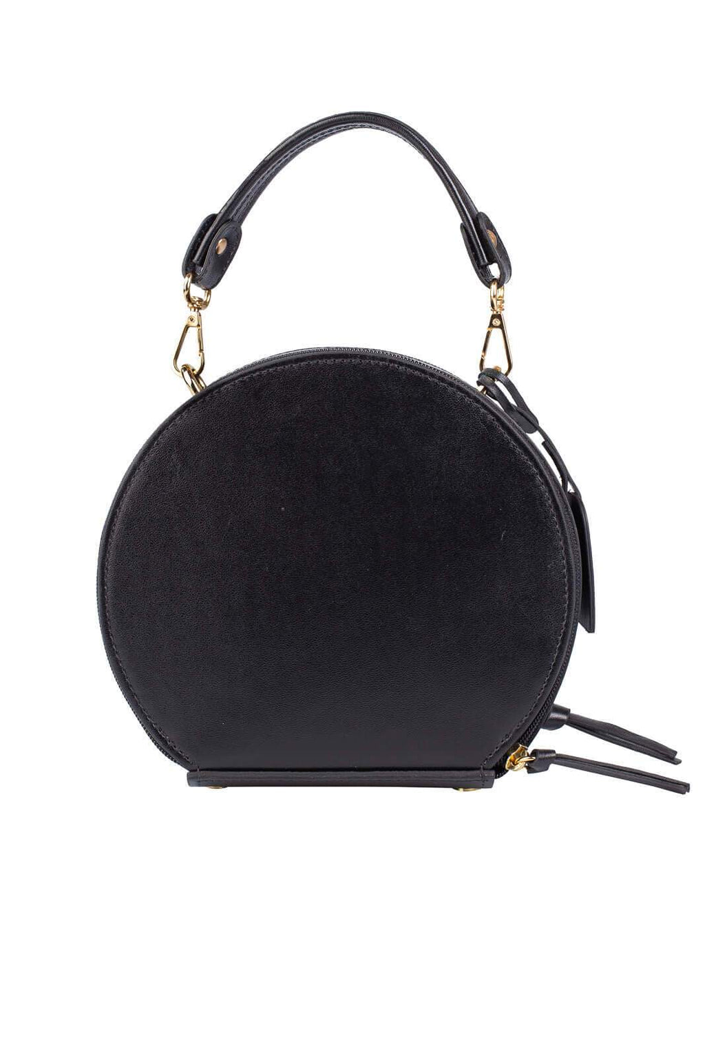 Mini bolsa redonda de couro liso Renata - Enluaze