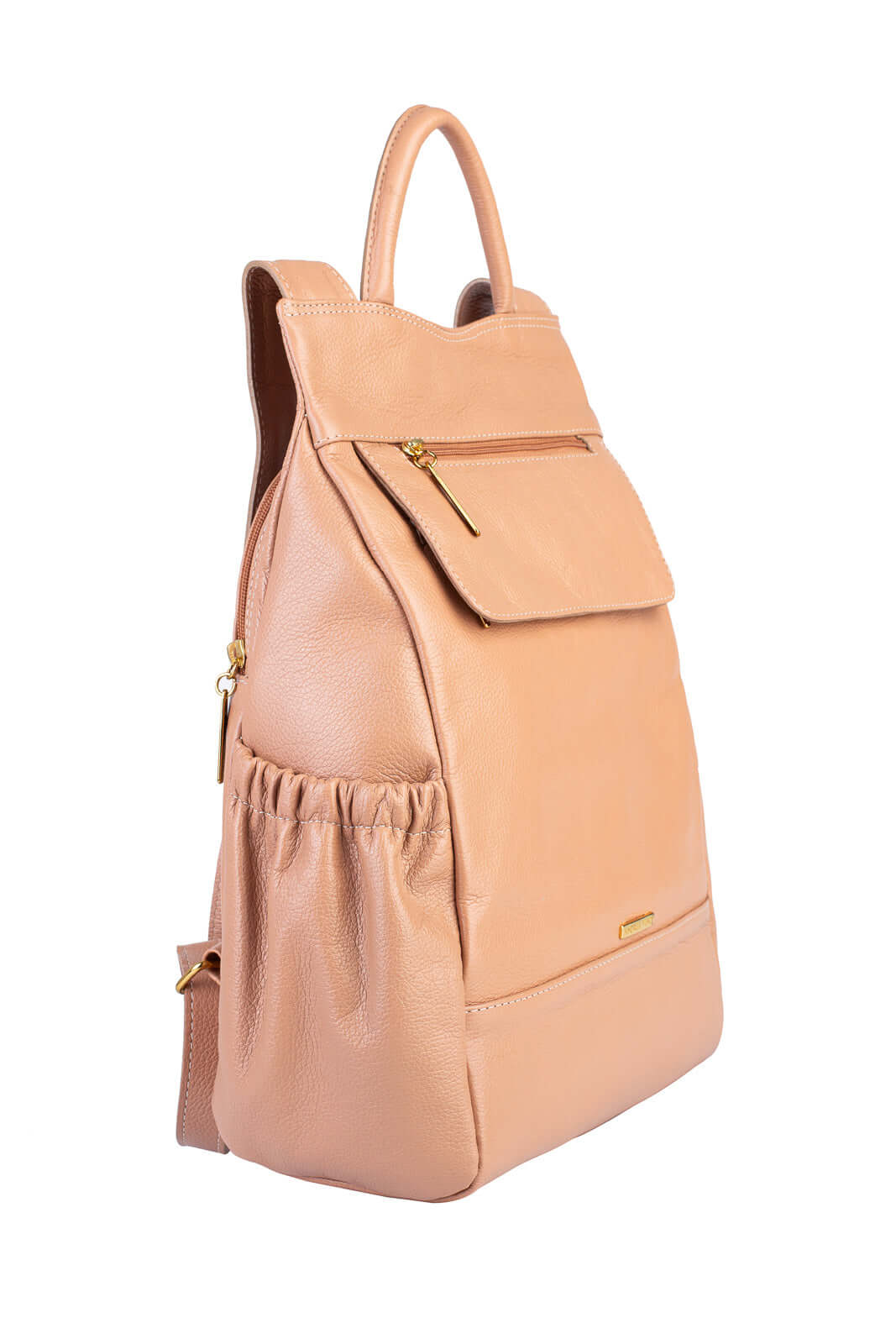 Mochila antifurto de couro liso Suelen - Enluaze