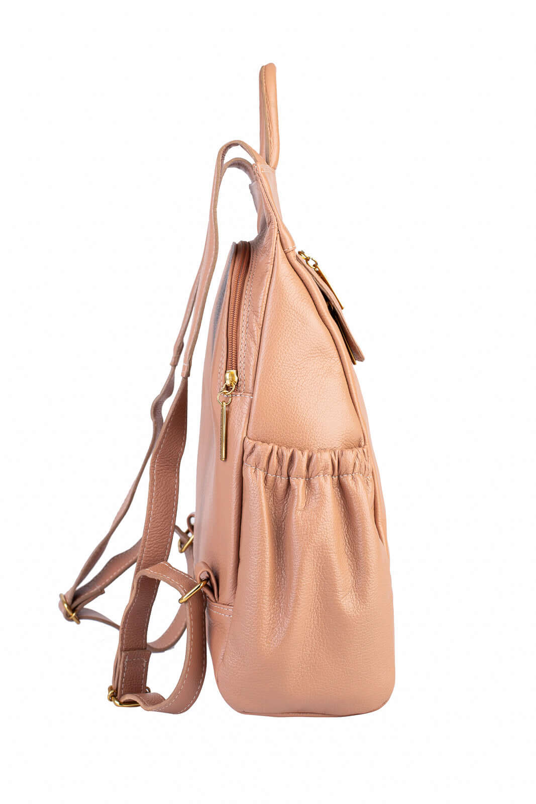 Mochila antifurto de couro liso Suelen - Enluaze