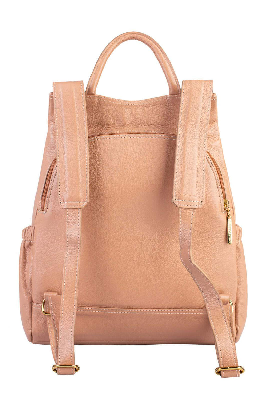 Mochila antifurto de couro liso Suelen - Enluaze