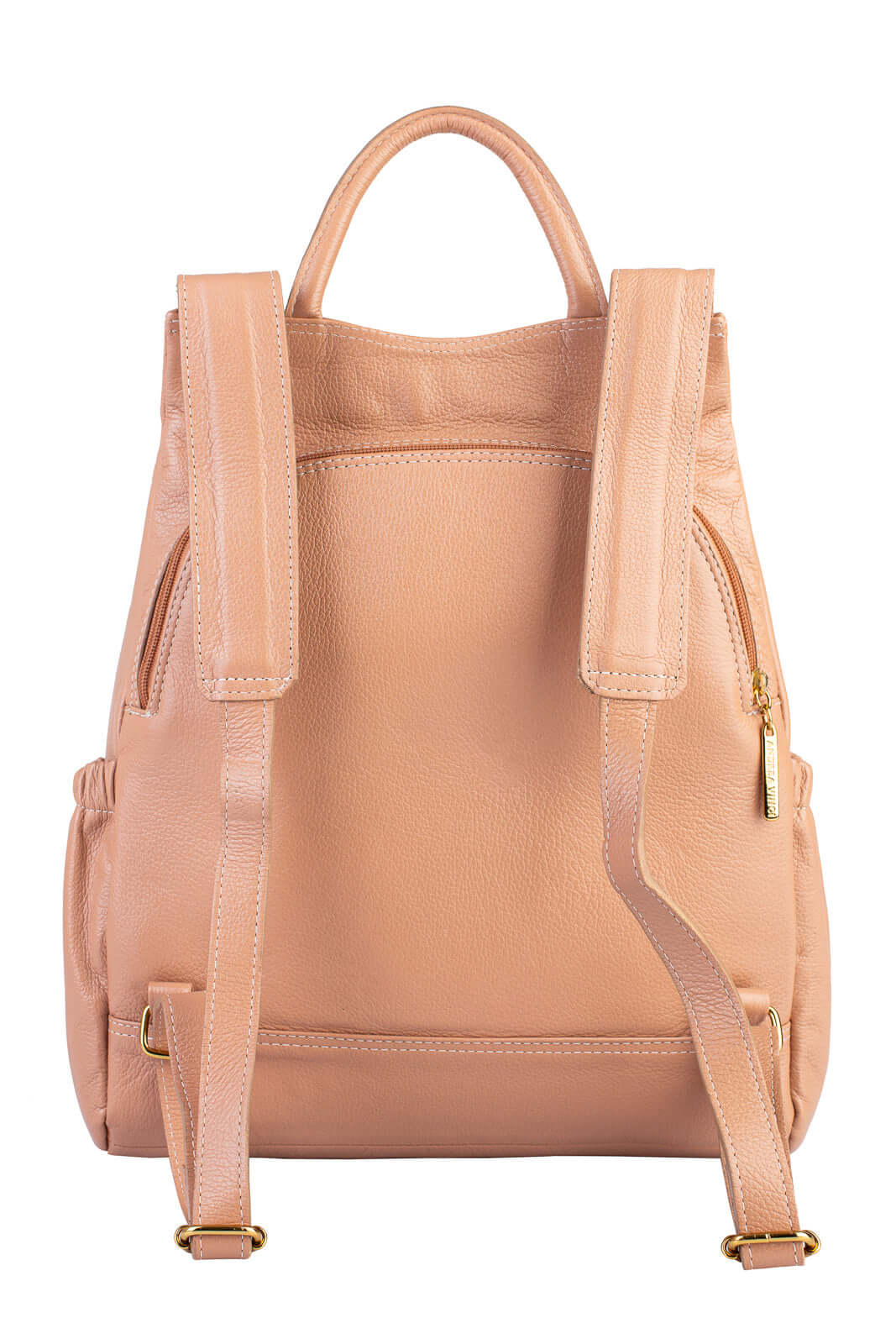 Mochila antifurto de couro liso Suelen - Enluaze