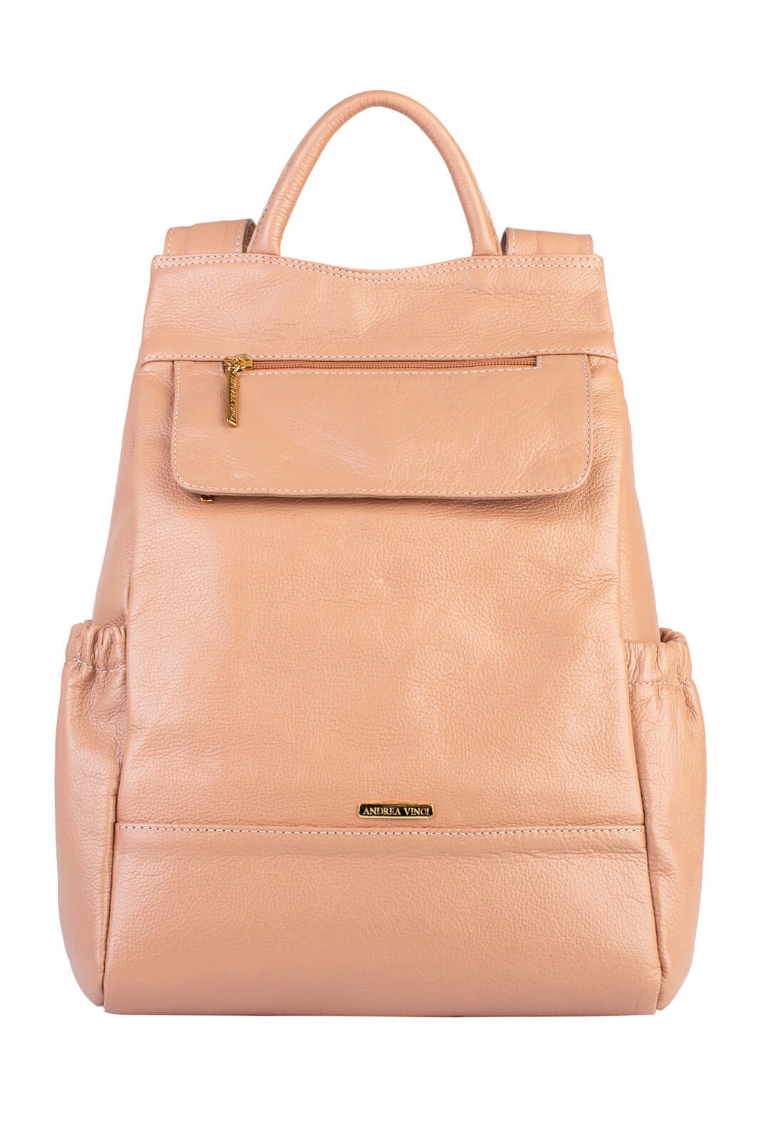 Mochila antifurto de couro liso Suelen - Enluaze