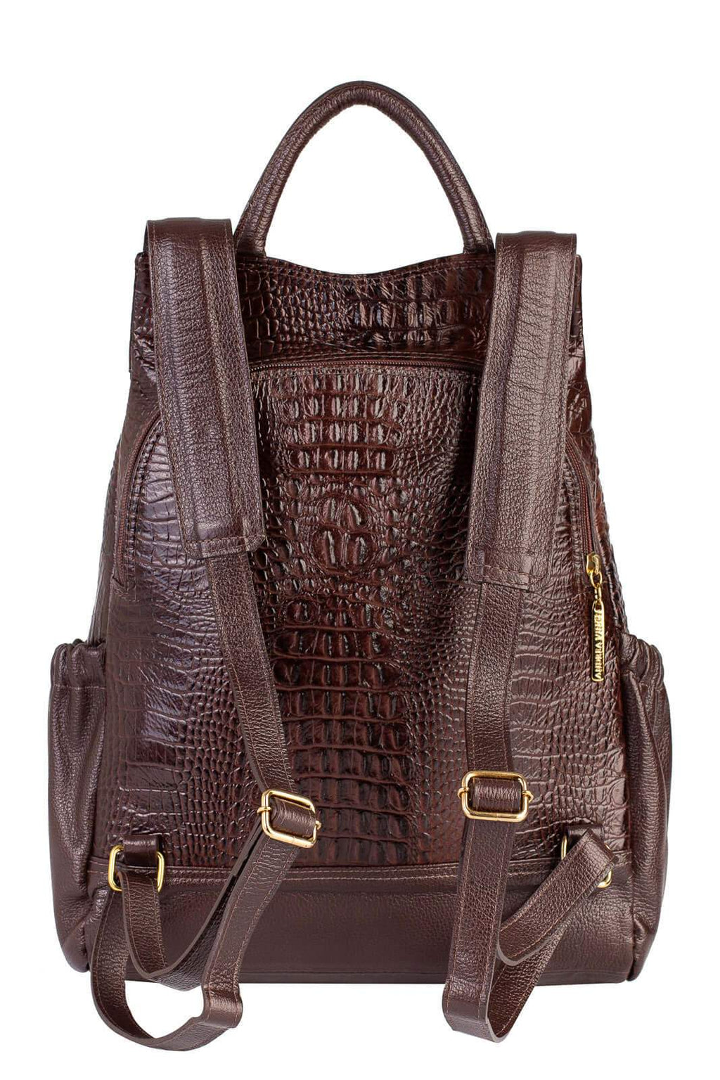 Mochila antifurto de couro croco Suelen - Enluaze