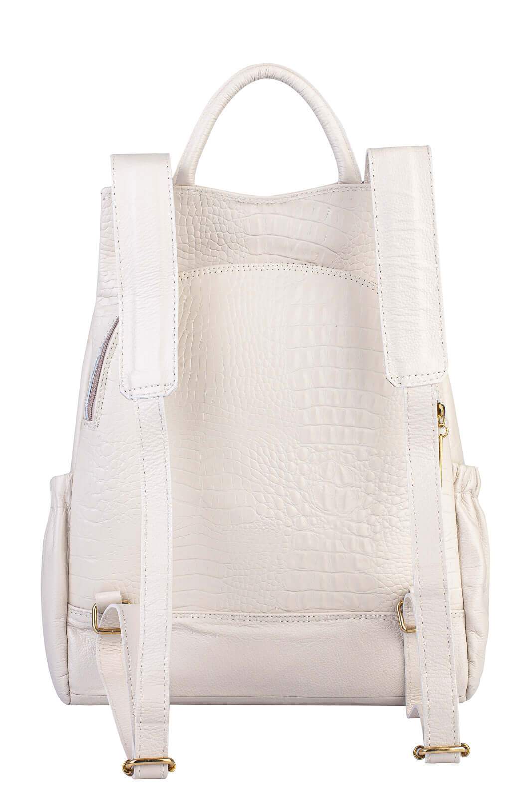 Mochila antifurto de couro croco Suelen - Enluaze