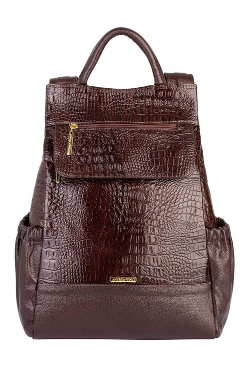 Mochila antifurto de couro croco Suelen - Enluaze