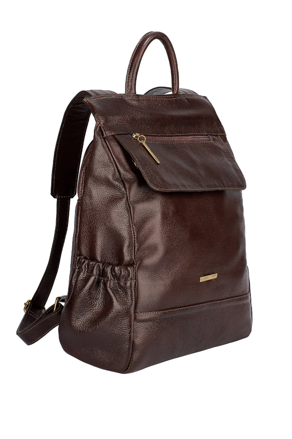 Mochila antifurto de couro liso Suelen