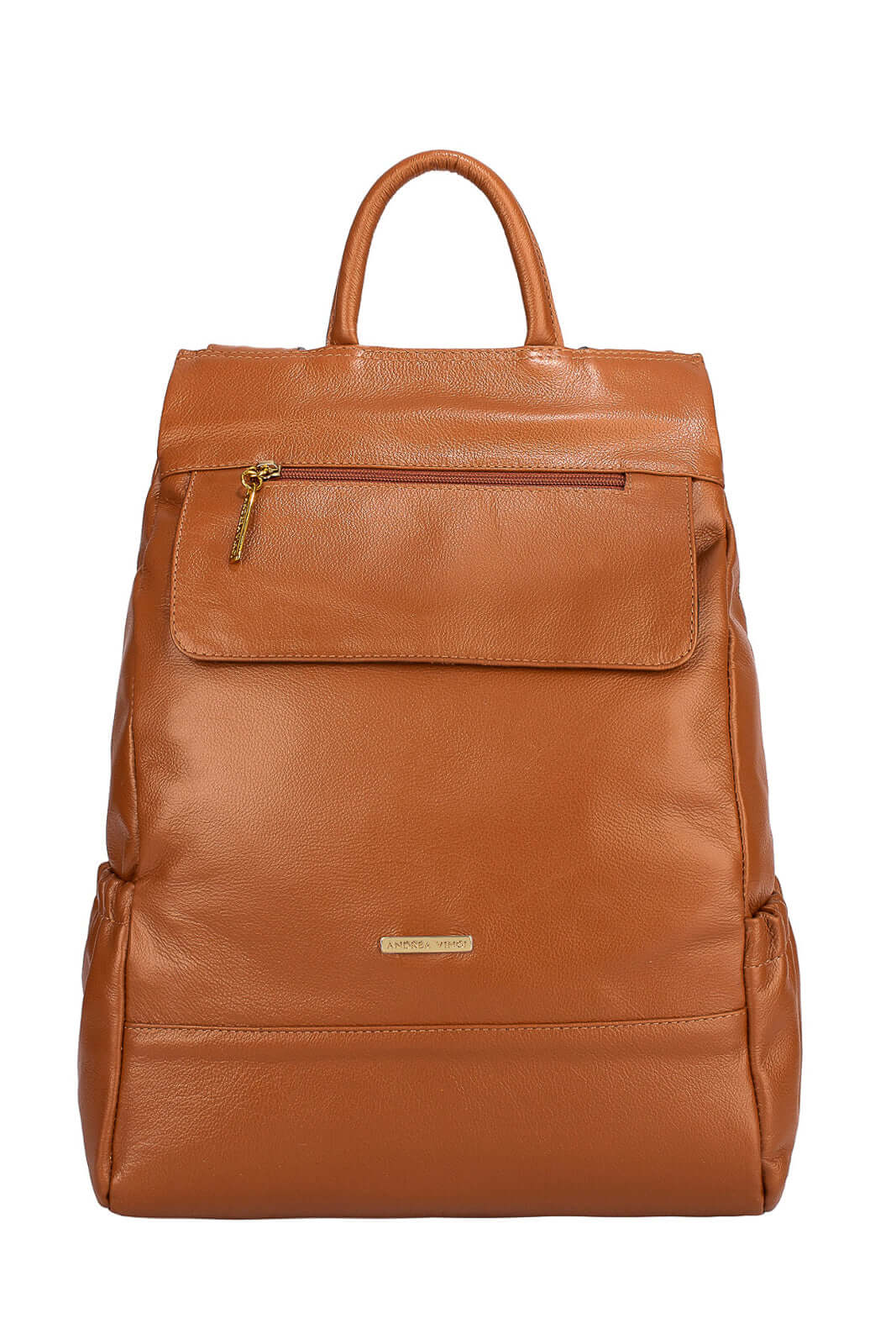 Mochila antifurto de couro liso Suelen - Enluaze