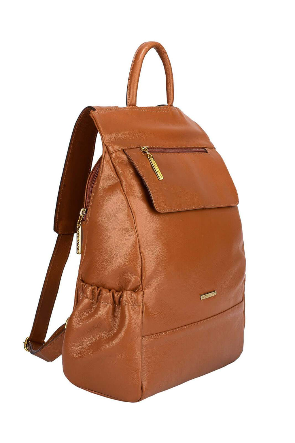 Mochila antifurto de couro liso Suelen - Enluaze