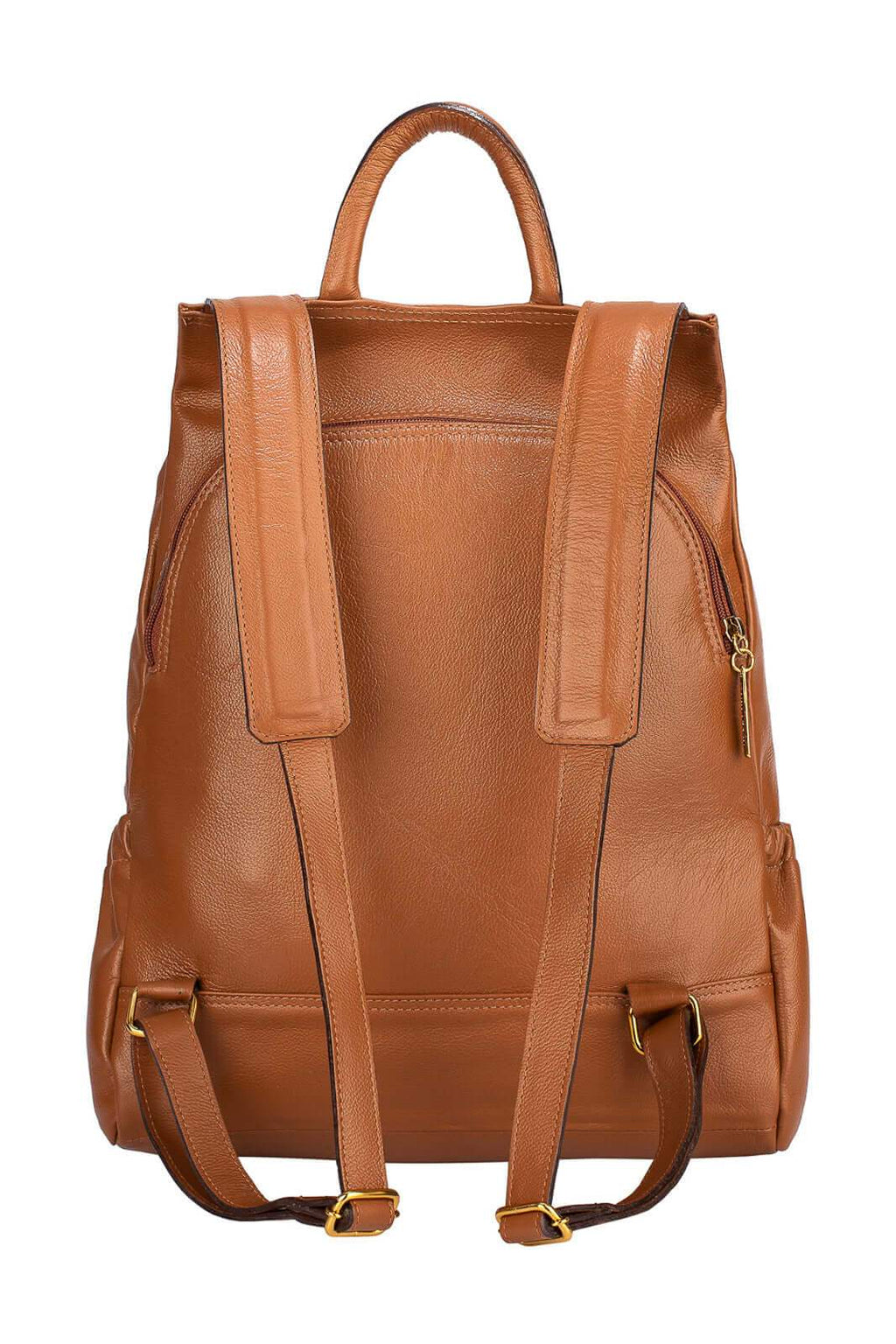 Mochila antifurto de couro liso Suelen - Enluaze