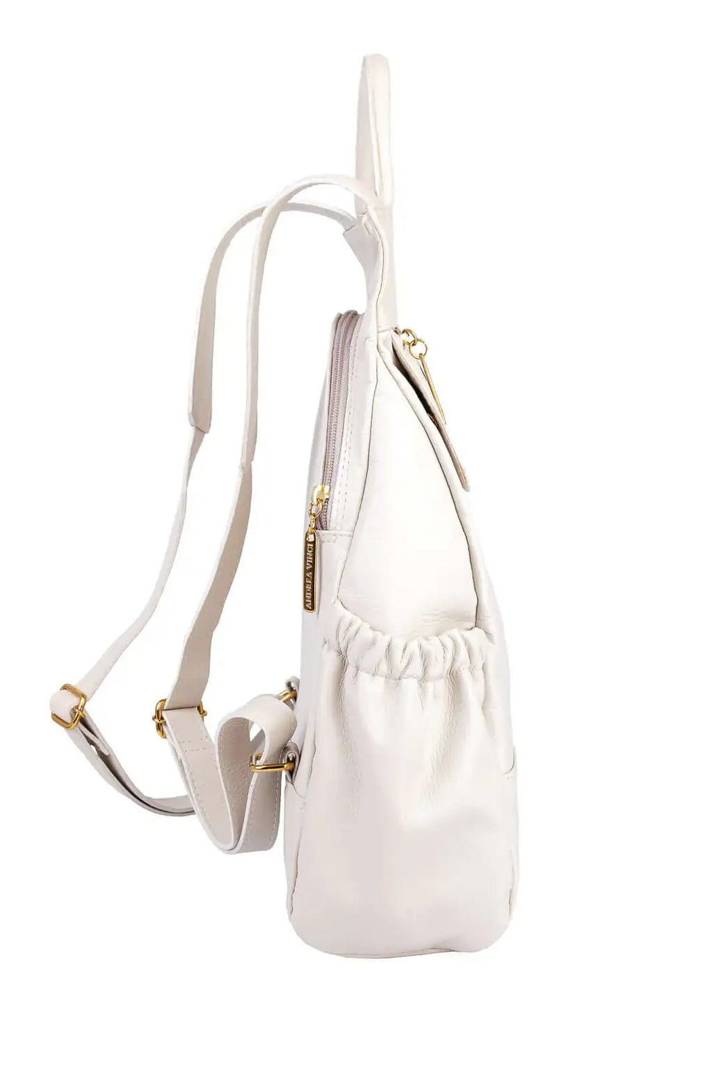 Mochila antifurto de couro liso Suelen - Enluaze