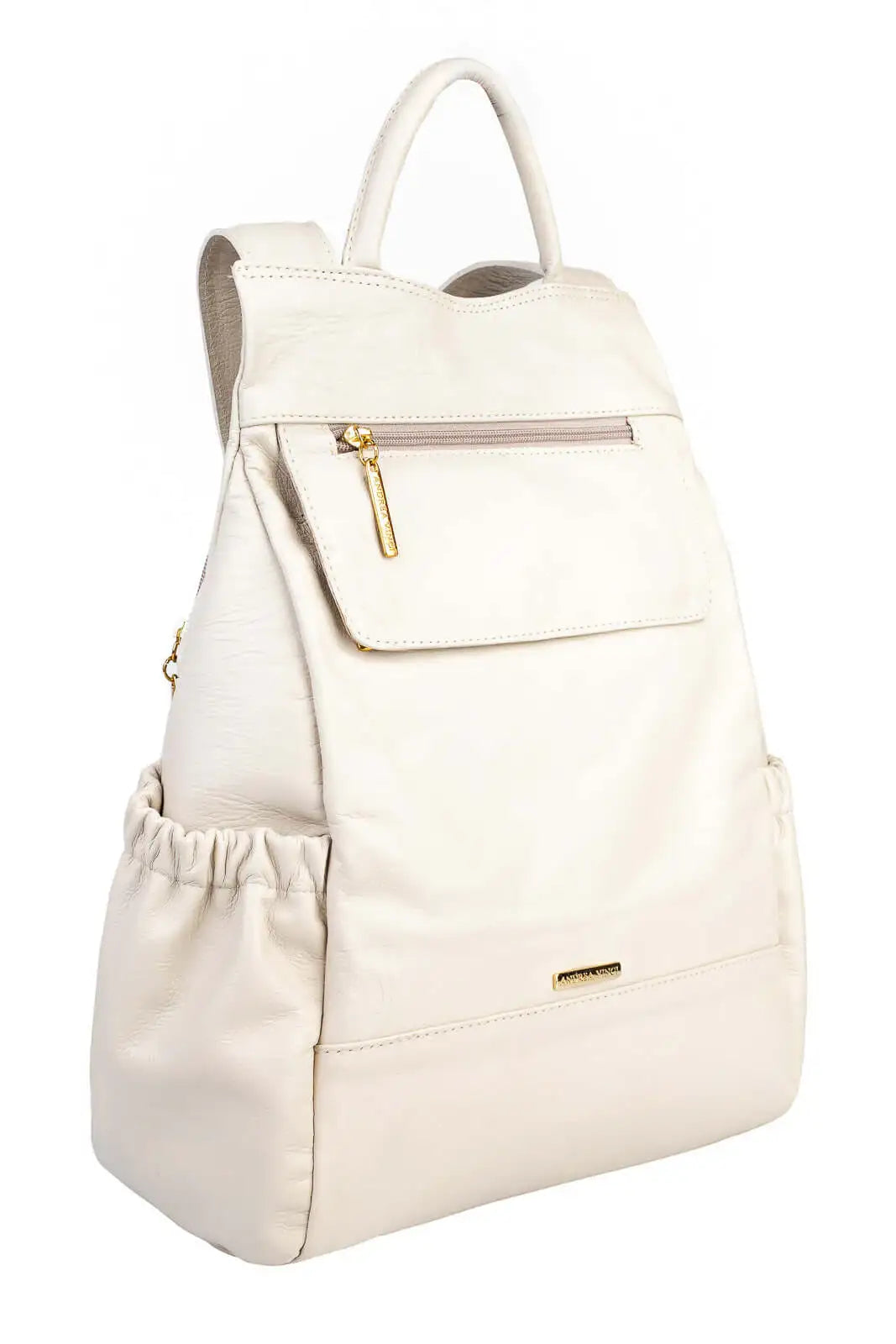 Mochila antifurto de couro liso Suelen - Enluaze