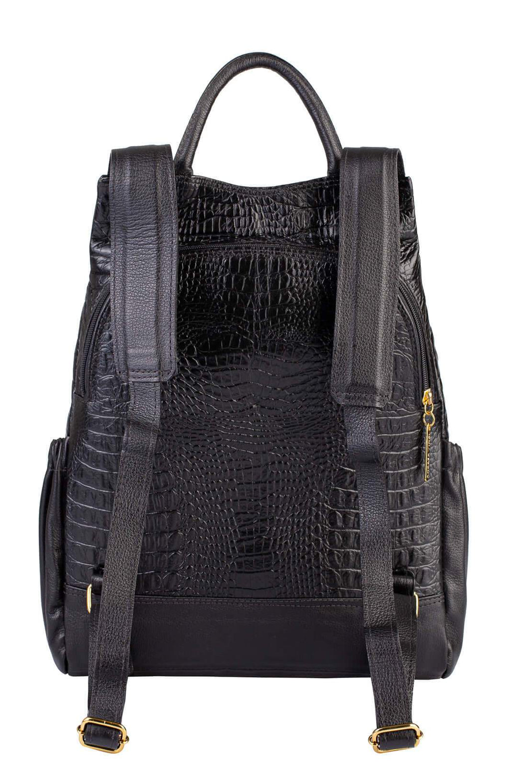 Mochila antifurto de couro croco Suelen - Enluaze