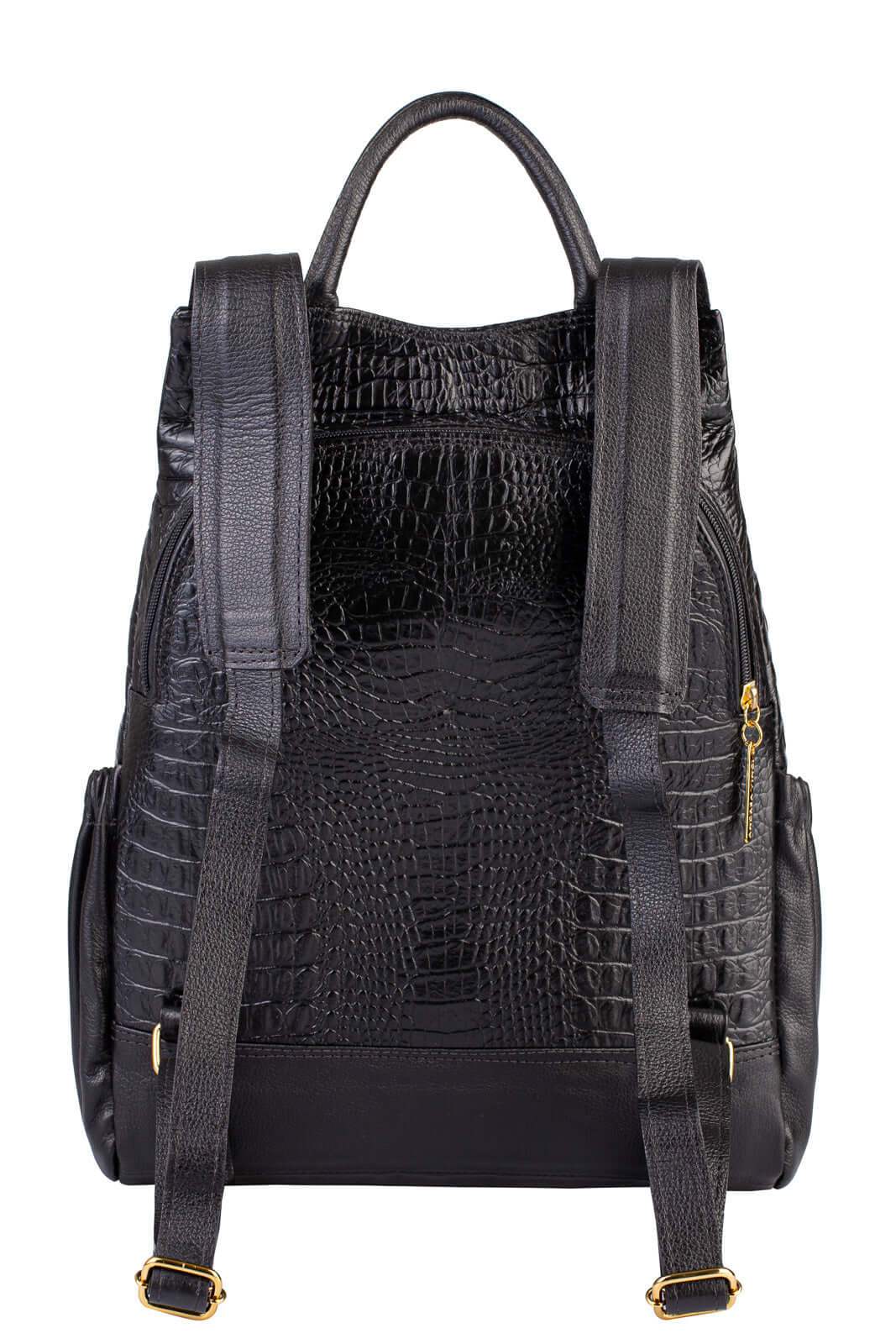 Mochila antifurto de couro croco Suelen - Enluaze