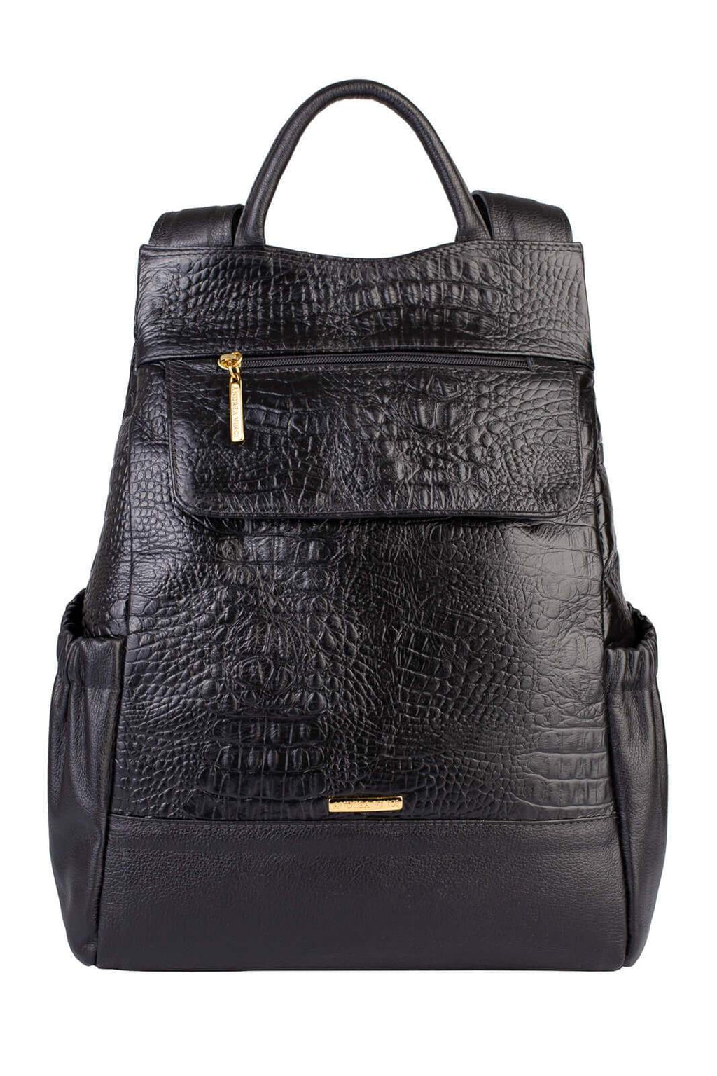 Mochila antifurto de couro croco Suelen - Enluaze