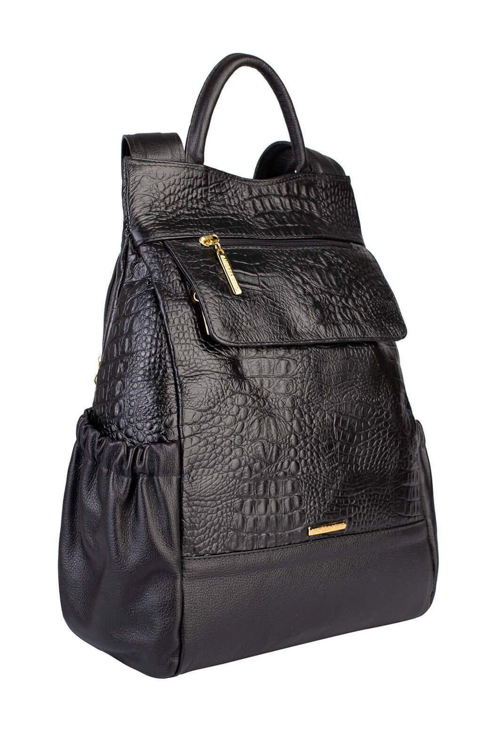 Mochila antifurto de couro croco Suelen - Enluaze