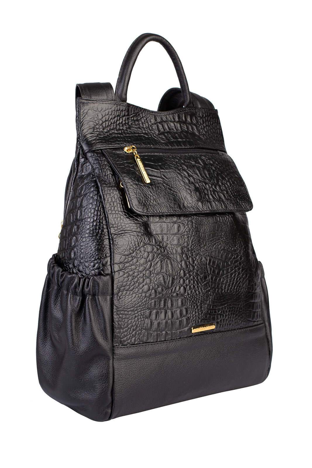 Mochila antifurto de couro croco Suelen - Enluaze