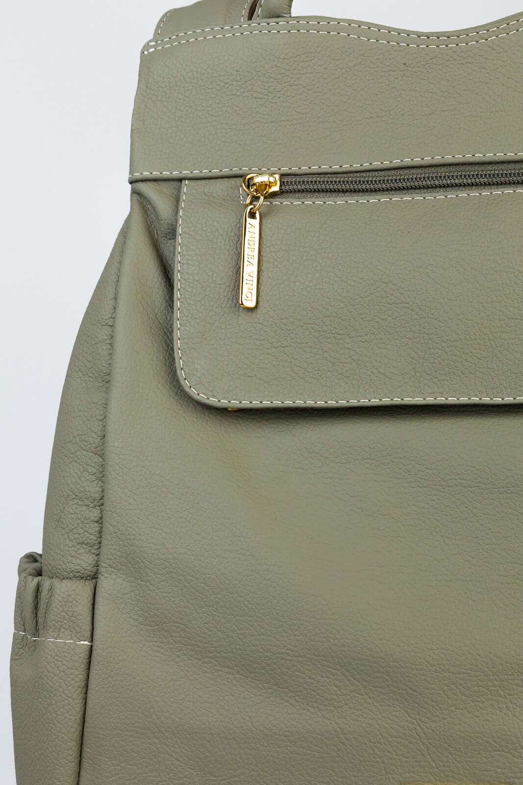 Mochila antifurto de couro liso Suelen - Enluaze