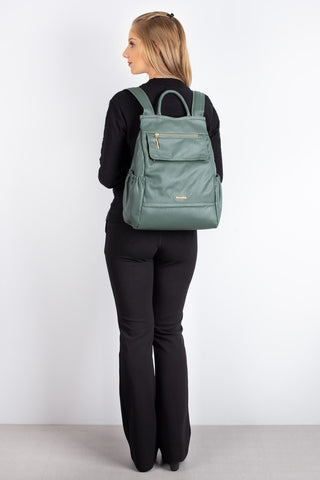 Mochila antifurto de couro liso Suelen