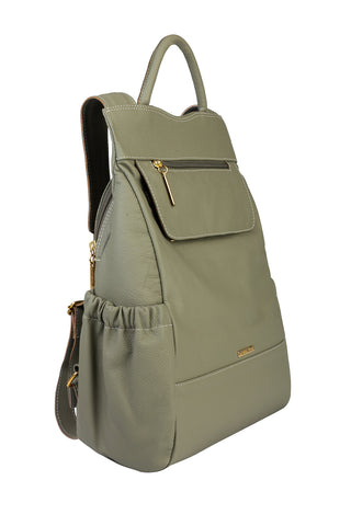 Mochila antifurto de couro liso Suelen