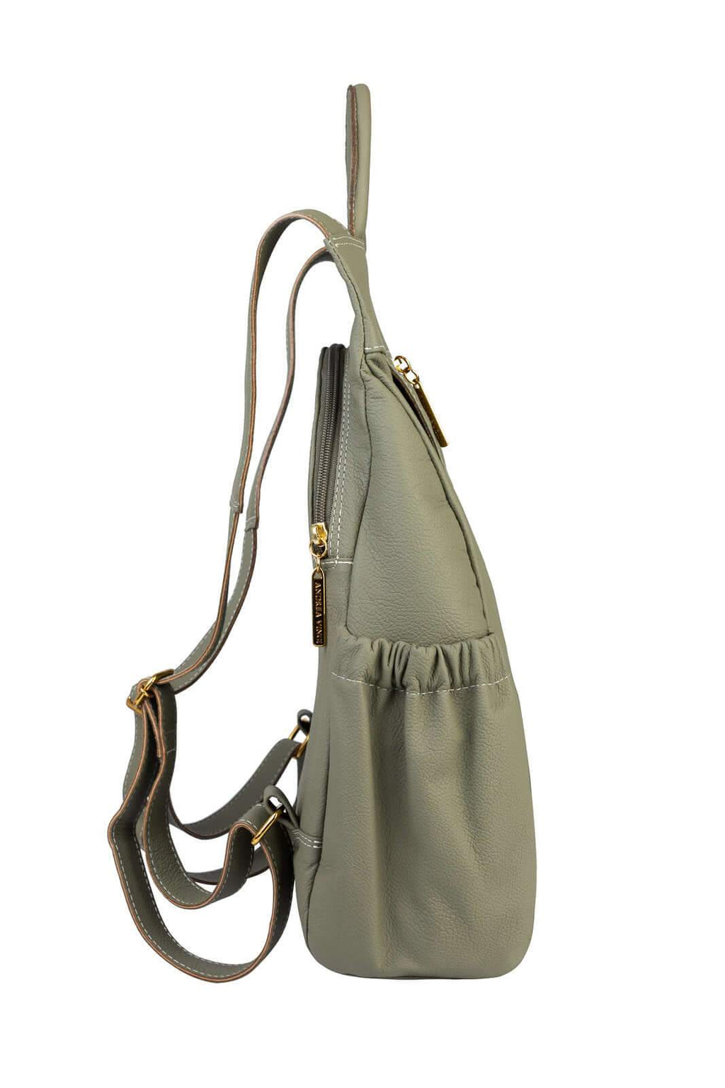 Mochila antifurto de couro liso Suelen - Enluaze