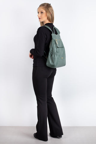 Mochila antifurto de couro liso Suelen