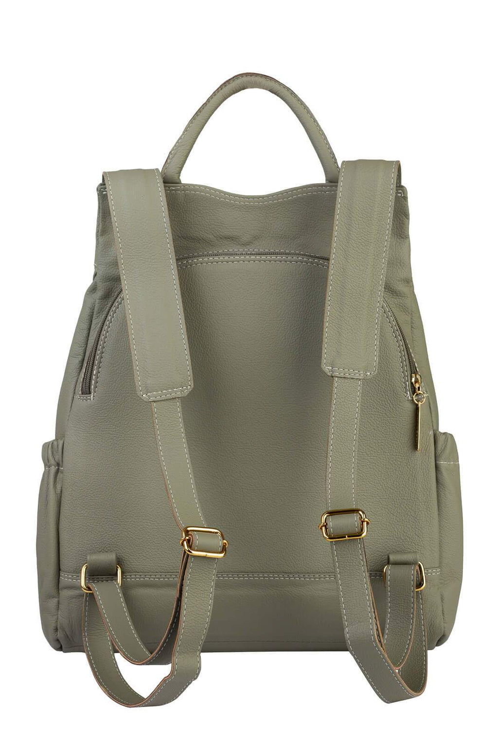 Mochila antifurto de couro liso Suelen - Enluaze