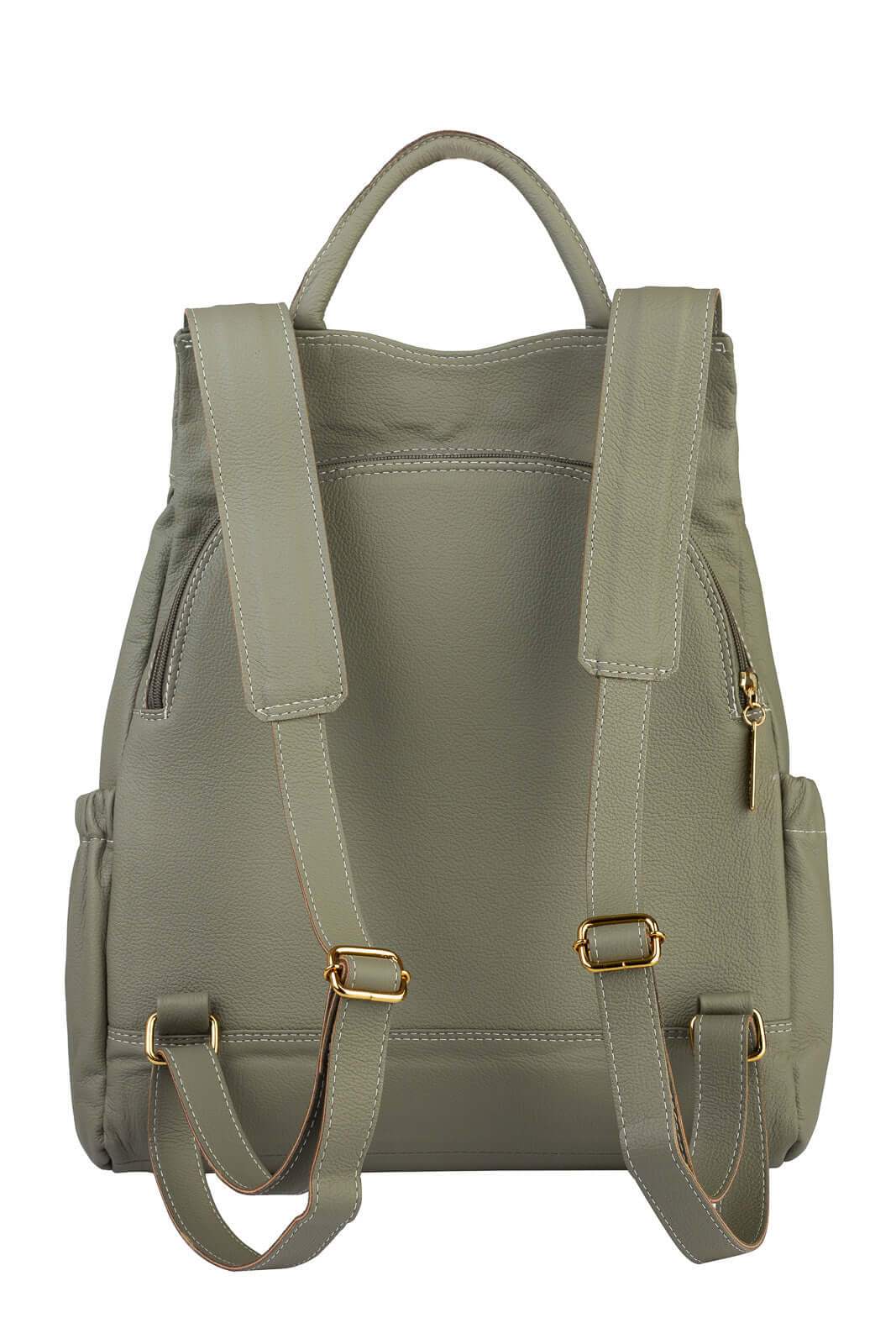 Mochila antifurto de couro liso Suelen - Enluaze