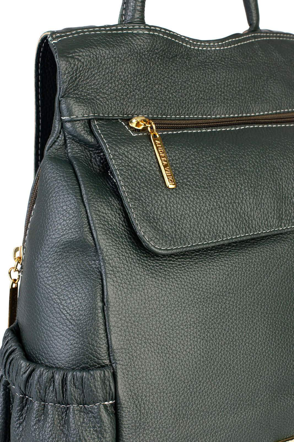 Mochila antifurto de couro liso Suelen - Enluaze