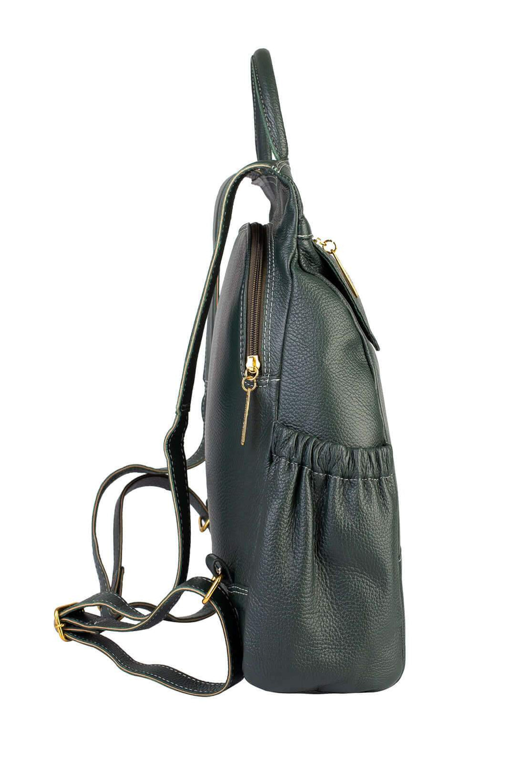 Mochila antifurto de couro liso Suelen - Enluaze