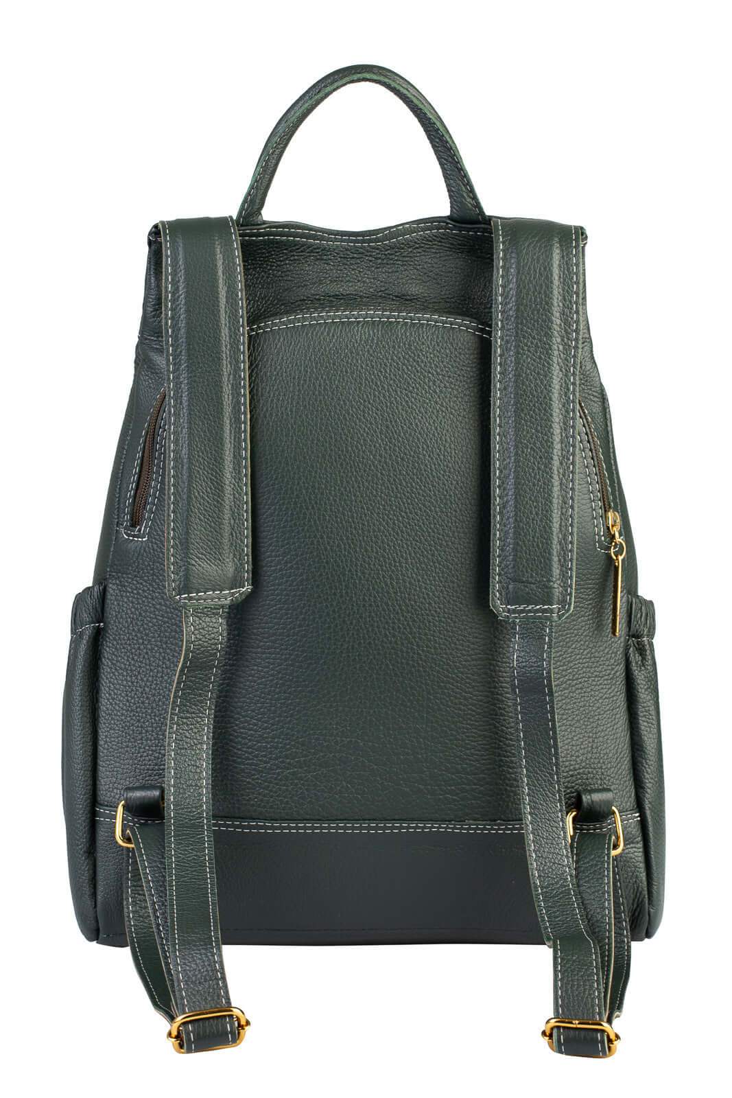 Mochila antifurto de couro liso Suelen - Enluaze